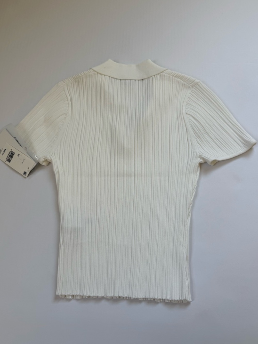 NWT French Connection Ribbed Knit Polo Top Pearl Buttons XS Ivory - Picture 2 of 5